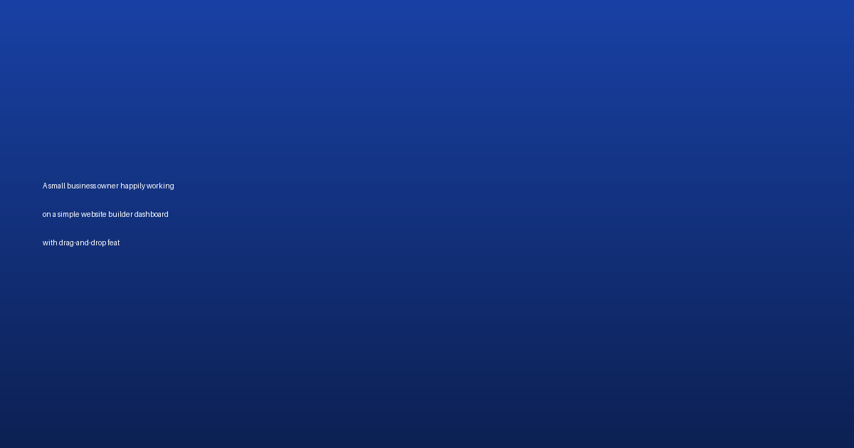 A small business owner happily working on a simple website builder dashboard with drag-and-drop features