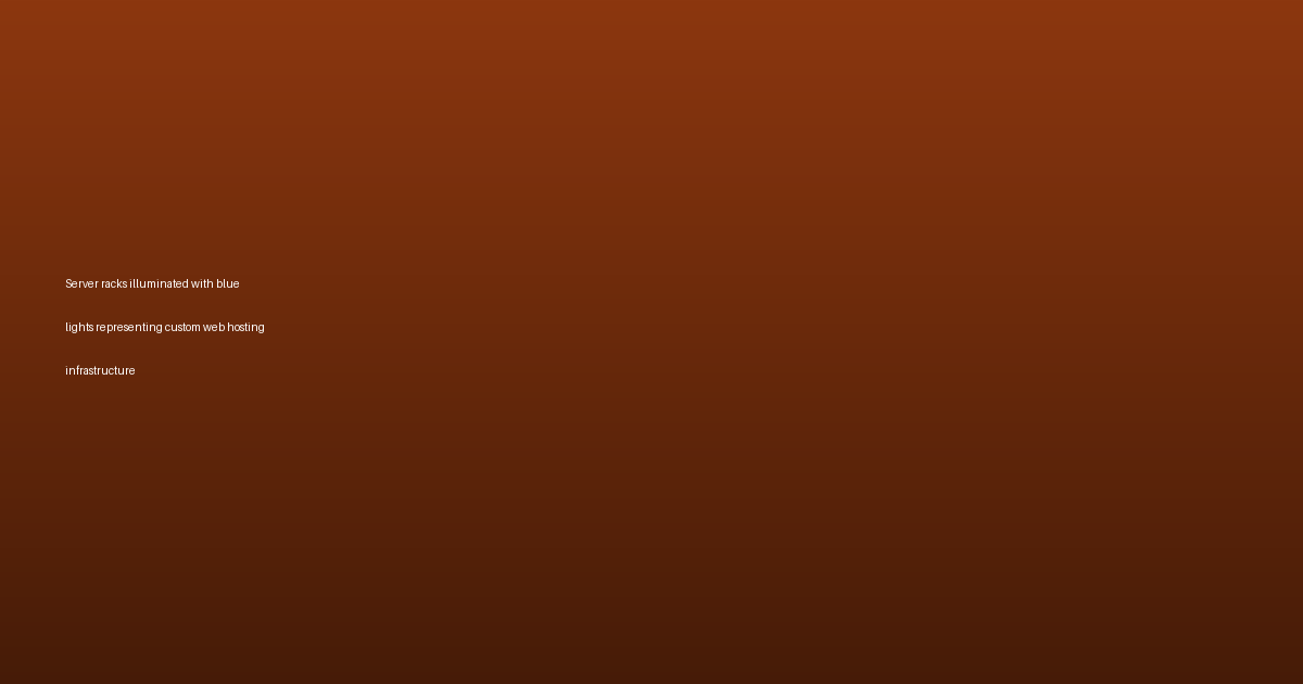 Server racks illuminated with blue lights representing custom web hosting infrastructure